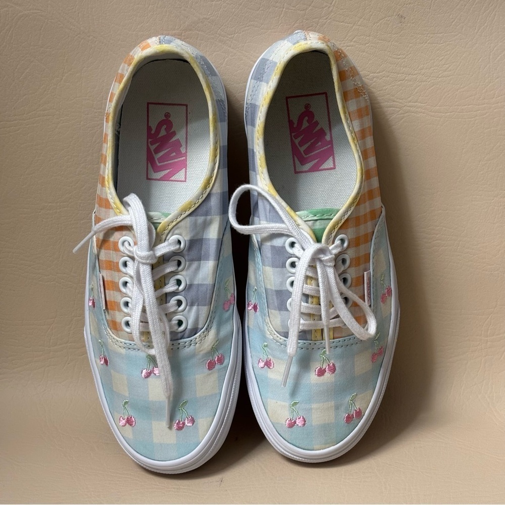 Woman’s Vans Authentic - Gingham Block (Blue/Pink/Yellow) Size 8 - Picture 5 of 9